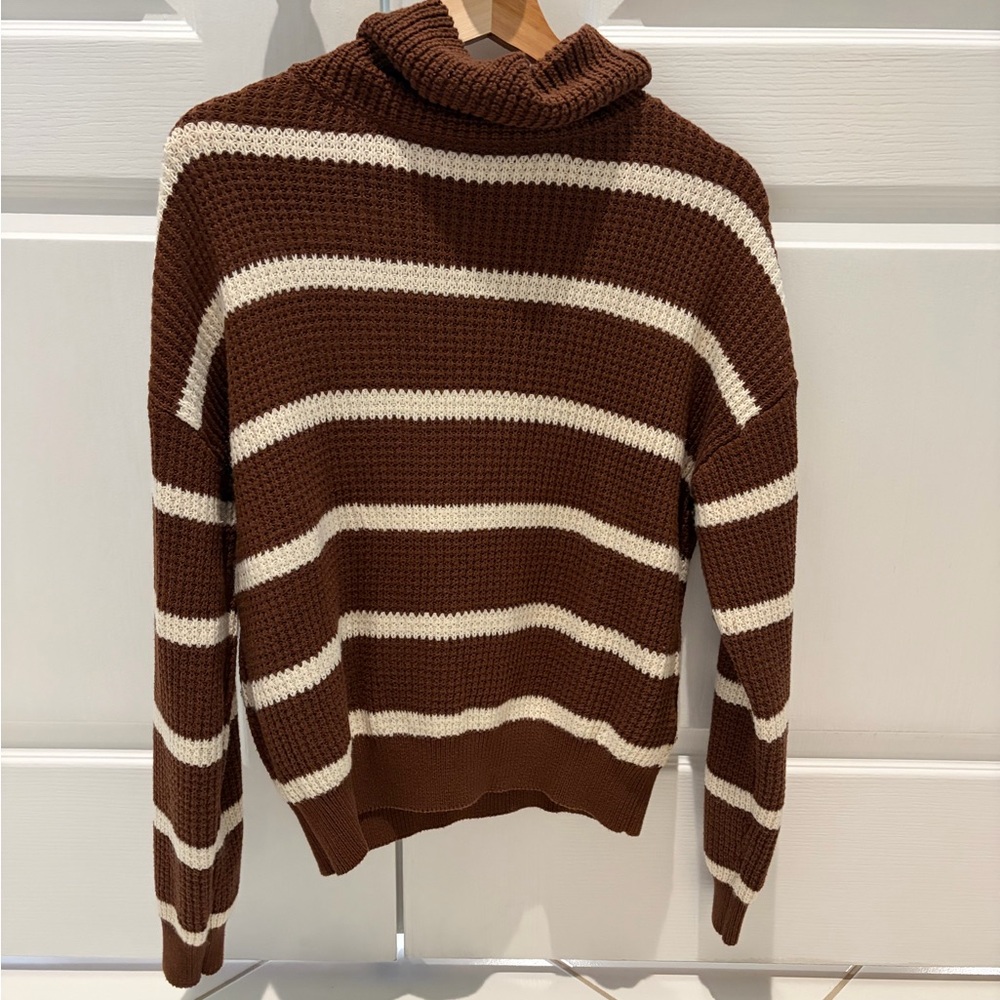Brown and Cream Striped Women’s Sweater